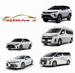 24-hour car rental service with driver.